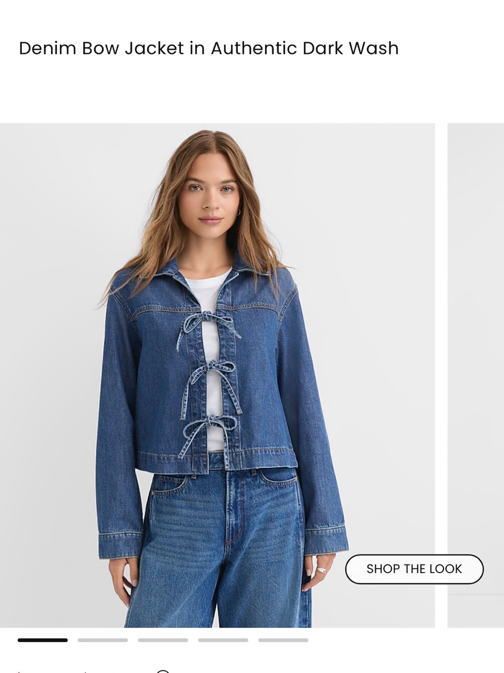 LOFT Blue Denim Jacket with Bow-Tie Closures